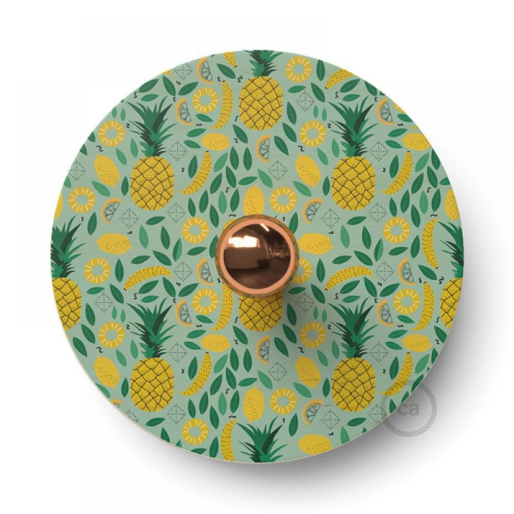 Φωτιστικό Τοίχου ή Οροφής Fermaluce Ethnic, με Ξύλινο Φωτιστικό Πιάτο UFO Διπλής Όψης - Annachiara Zaminato - Creative Cables