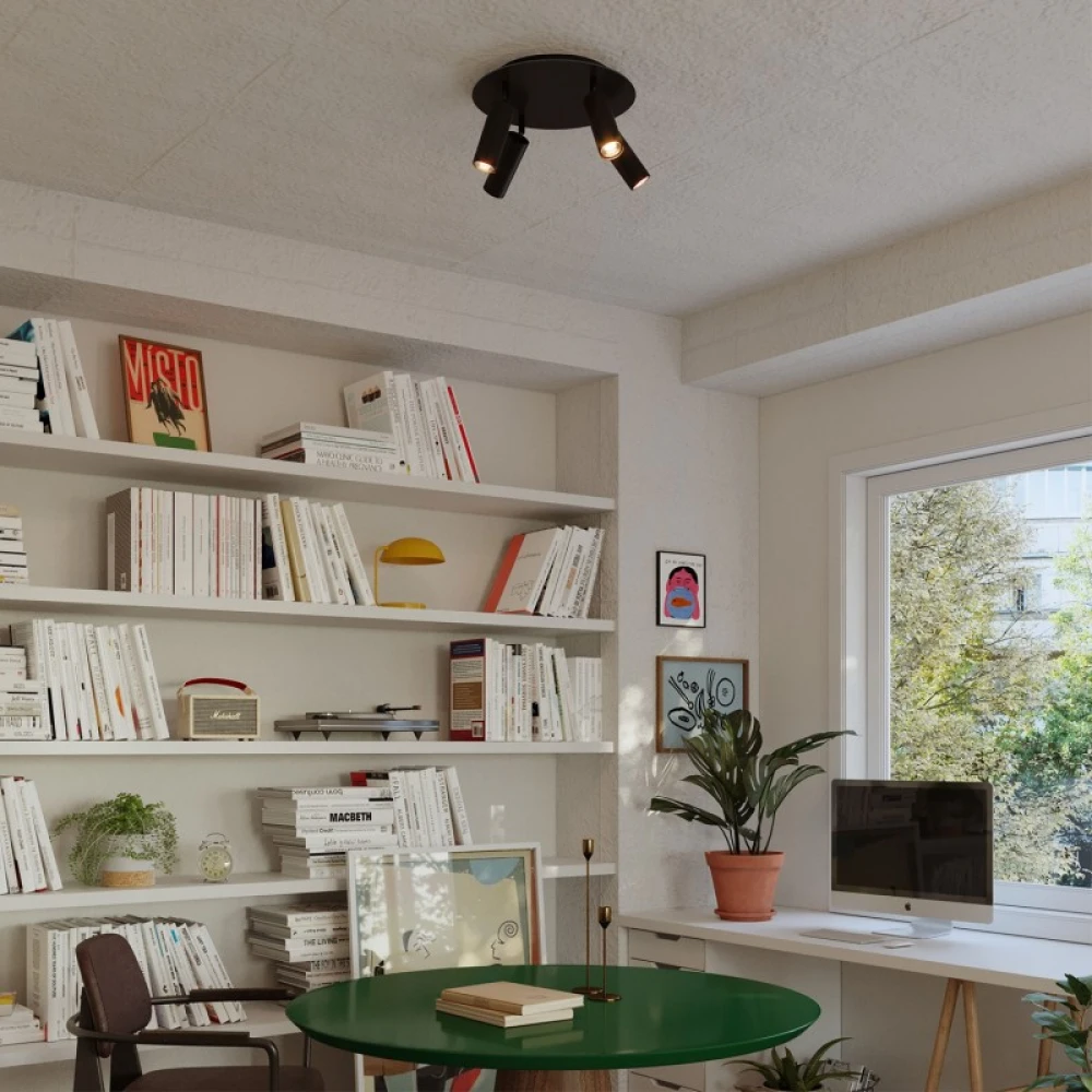 Φωτιστικό Οροφής Μεταλλικό με 4 Σποτ Tub-E14 και στρογγυλή ροζέτα Rose-One XXL - Μαύρο - Creative Cables