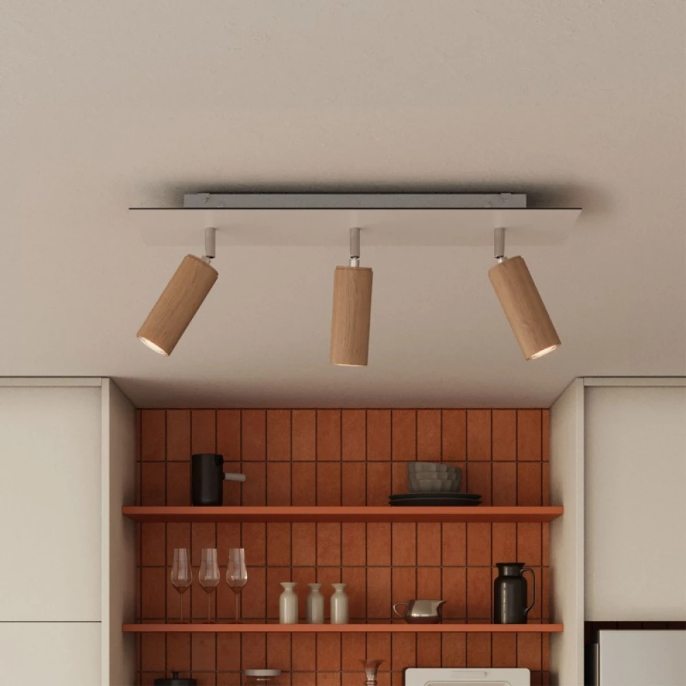 Φωτιστικό Οροφής Μεταλλικό με 3 Σποτ Tub-E14 και ορθογώνια ροζέτα Rose-One XXL - Φυσικό - Creative Cables