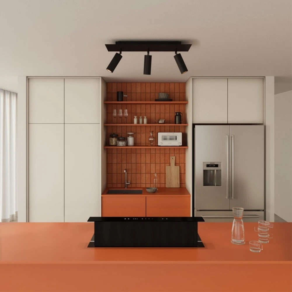Φωτιστικό Οροφής Μεταλλικό με 3 Σποτ Tub-E14 και ορθογώνια ροζέτα Rose-One XXL - Μαύρο - Creative Cables