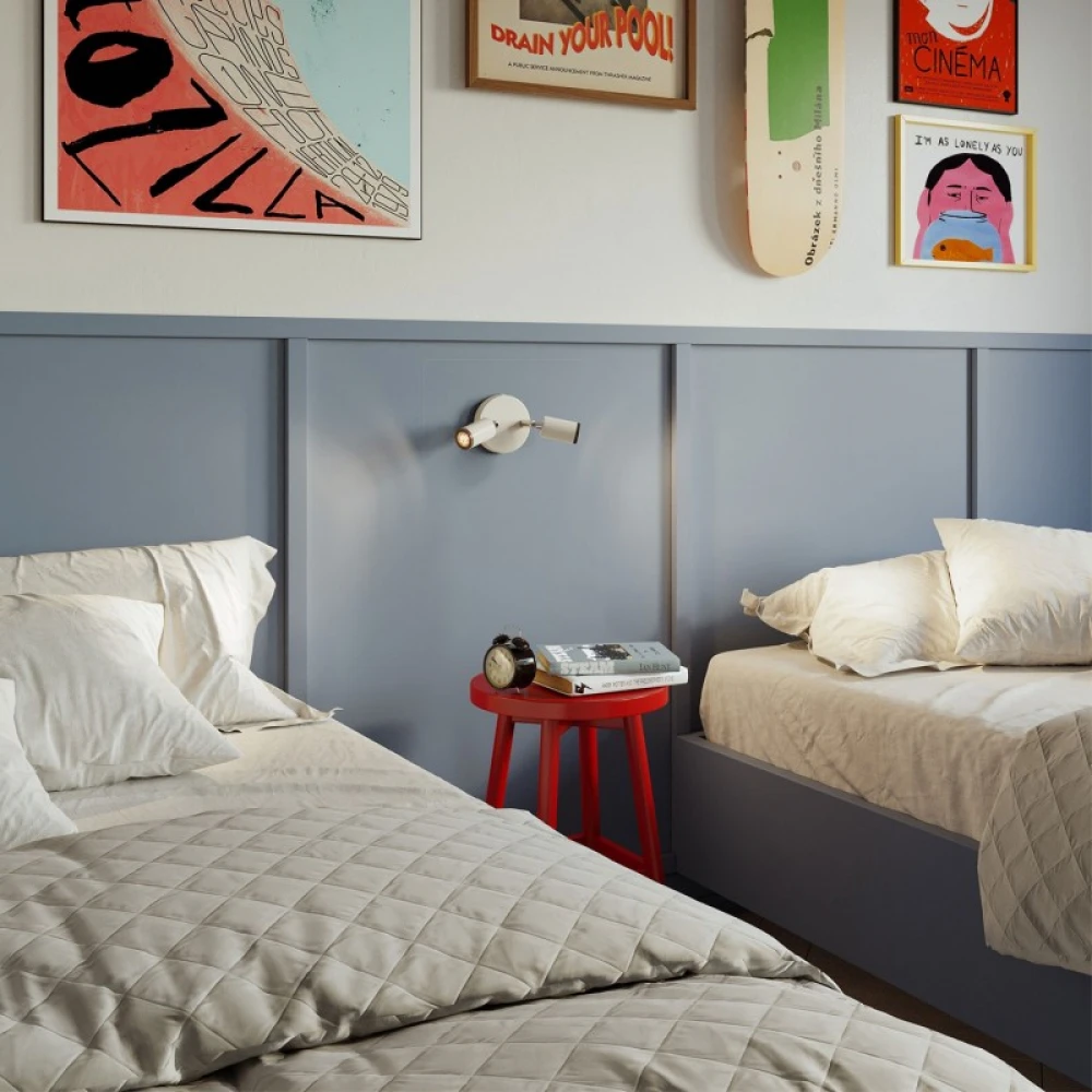 Φωτιστικό Τοίχου ή Οροφής Fermaluce Μεταλλικό με 2 κινητά Mini Σποτ GU1d0 - Λευκό ΜΑΤ - Creative Cables