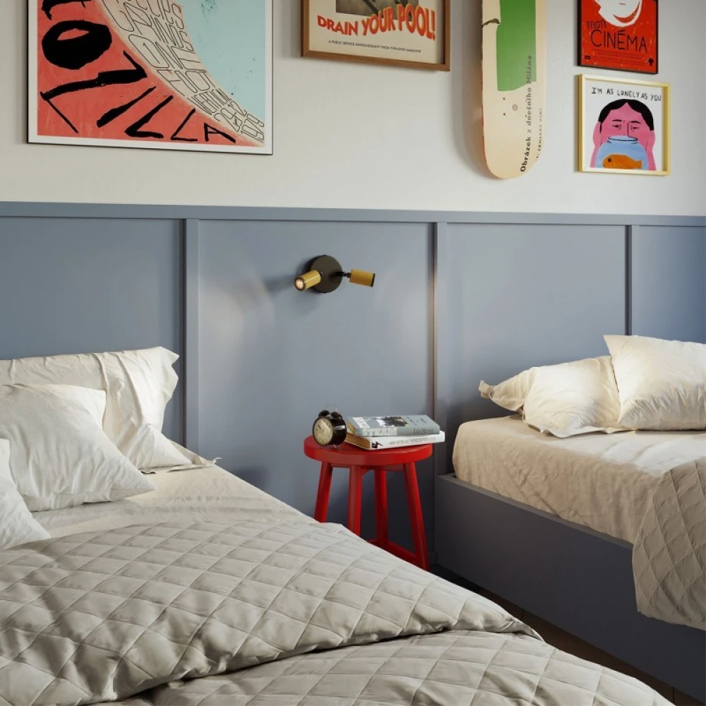 Φωτιστικό Τοίχου ή Οροφής Fermaluce Μεταλλικό με 2 κινητά Mini Σποτ GU1d0 - Μουσταρδί - Creative Cables