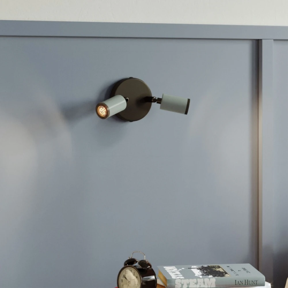 Φωτιστικό Τοίχου ή Οροφής Fermaluce Μεταλλικό με 2 κινητά Mini Σποτ GU1d0 - Απαλό Γαλάζιο - Creative Cables