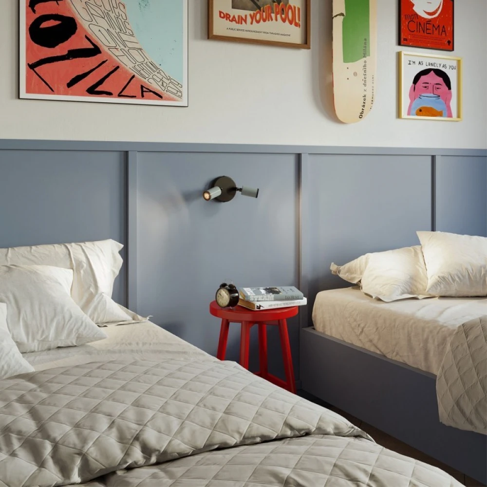 Φωτιστικό Τοίχου ή Οροφής Fermaluce Μεταλλικό με 2 κινητά Mini Σποτ GU1d0 - Απαλό Γαλάζιο - Creative Cables