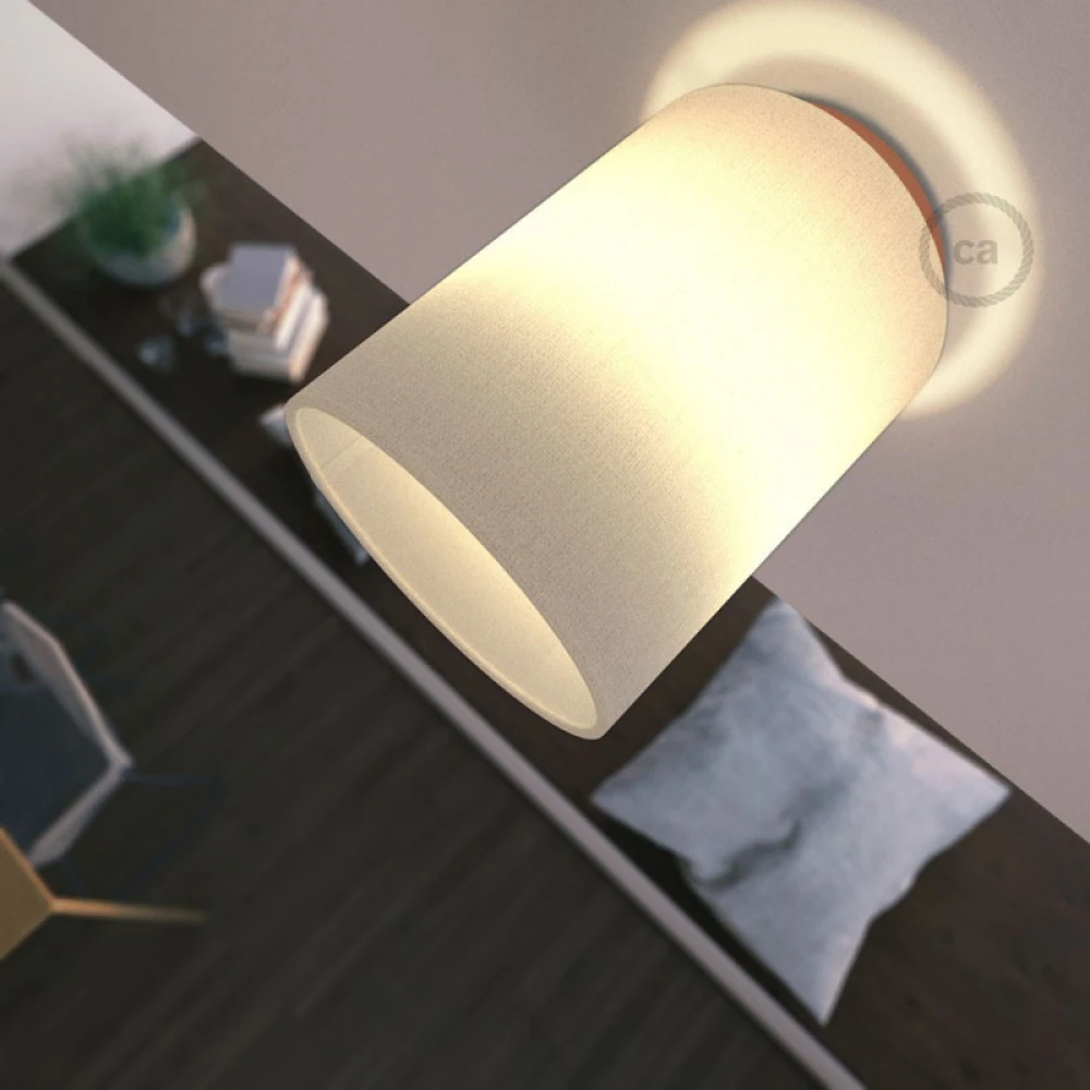 Φωτιστικό Τοίχου ή Οροφής Fermaluce Glam με Καπέλο, Ø 15cm Η18cm, μεταλλικό με ύφασμα - Χάλκινο - Λευκό - Creative Cables