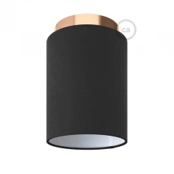 Φωτιστικό Τοίχου ή Οροφής Fermaluce Glam με Καπέλο, Ø 15cm Η18cm, μεταλλικό με ύφασμα - Χάλκινο - Μαύρο - Creative Cables