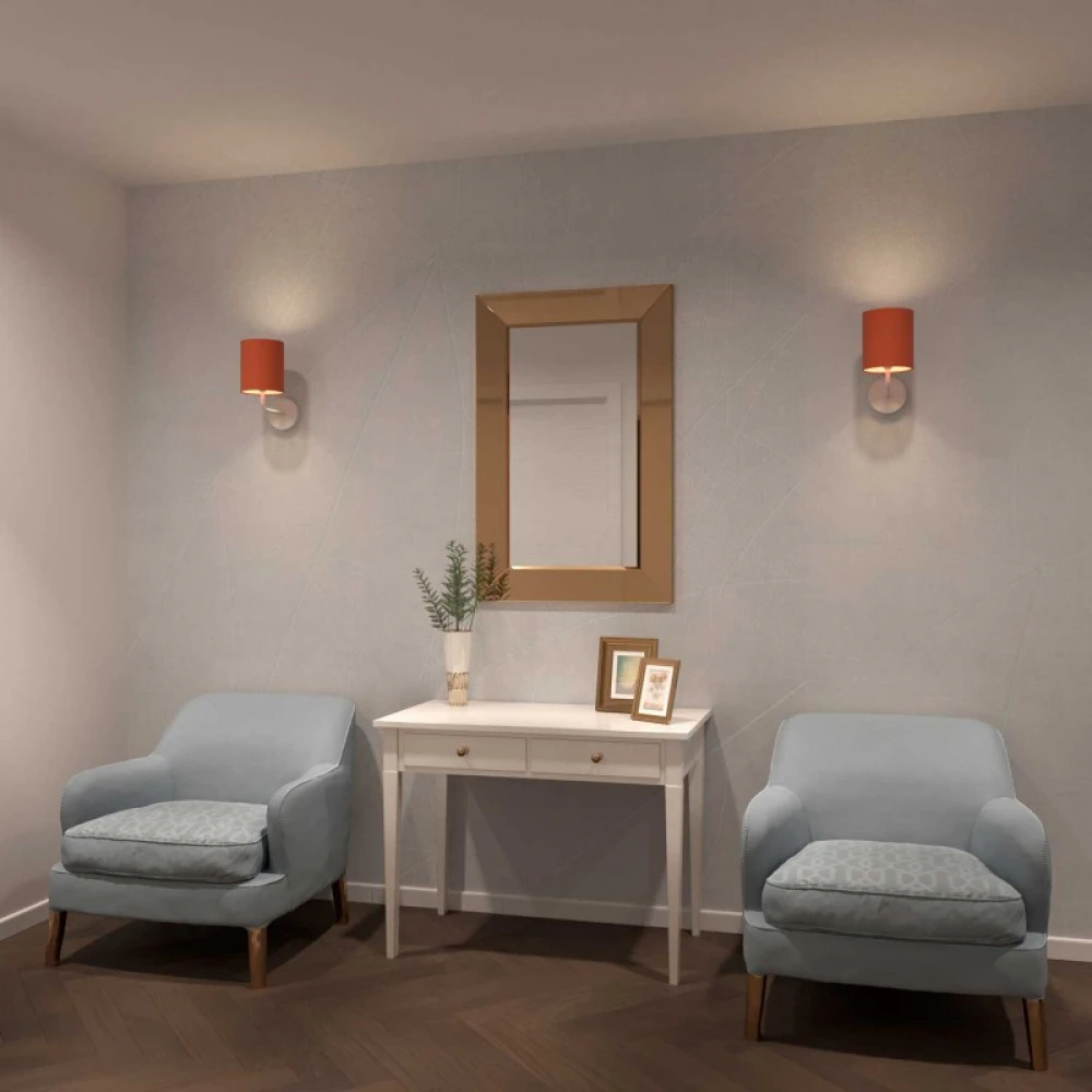 Φωτιστικό Τοίχου γωνία με καπέλο Fermaluce Pastel, μεταλλικό - Λευκό - Κεραμιδί - Creative Cables