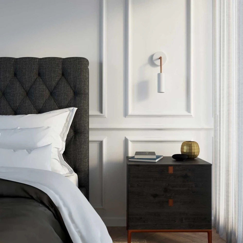 Φωτιστικό Τοίχου γωνία Fermaluce Vintage, μεταλλικό Tub-E14 Λευκό - Χάλκινο - Creative Cables