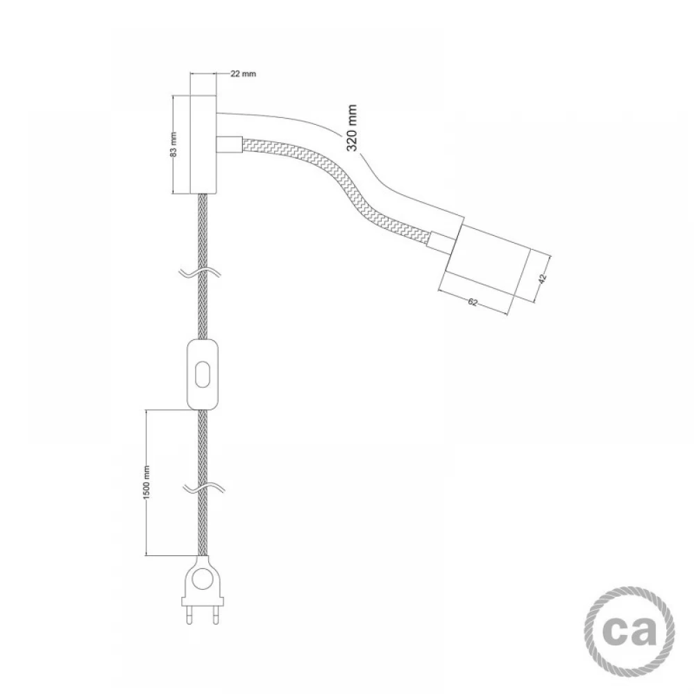 Φωτιστικό Spostaluce με εύκαμπτο σωλήνα Flex 30 cm και σποτ GU1d0 Μαύρο - Creative Cables
