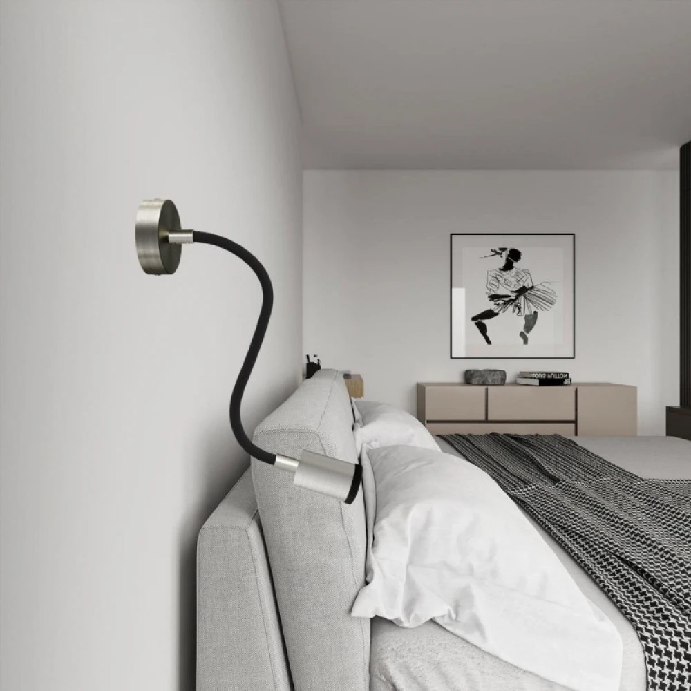 Φωτιστικό Τοίχου ή Οροφής Κινητό Σποτ Mini GU1d0 με εύκαμπτο σωλήνα Flex 30cm Νίκελ ΜΑΤ - Creative Cables