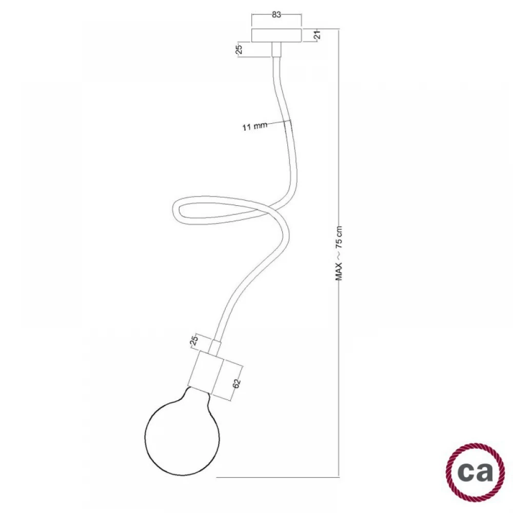 Φωτιστικό Τοίχου ή Οροφής Creative Flex 60 cm Λευκό ΜΑΤ  - E27 -  Creative Cables