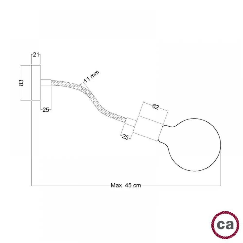 Φωτιστικό Τοίχου ή Οροφής Creative Flex 90 cm Μπρονζέ  - E27 -  Creative Cables