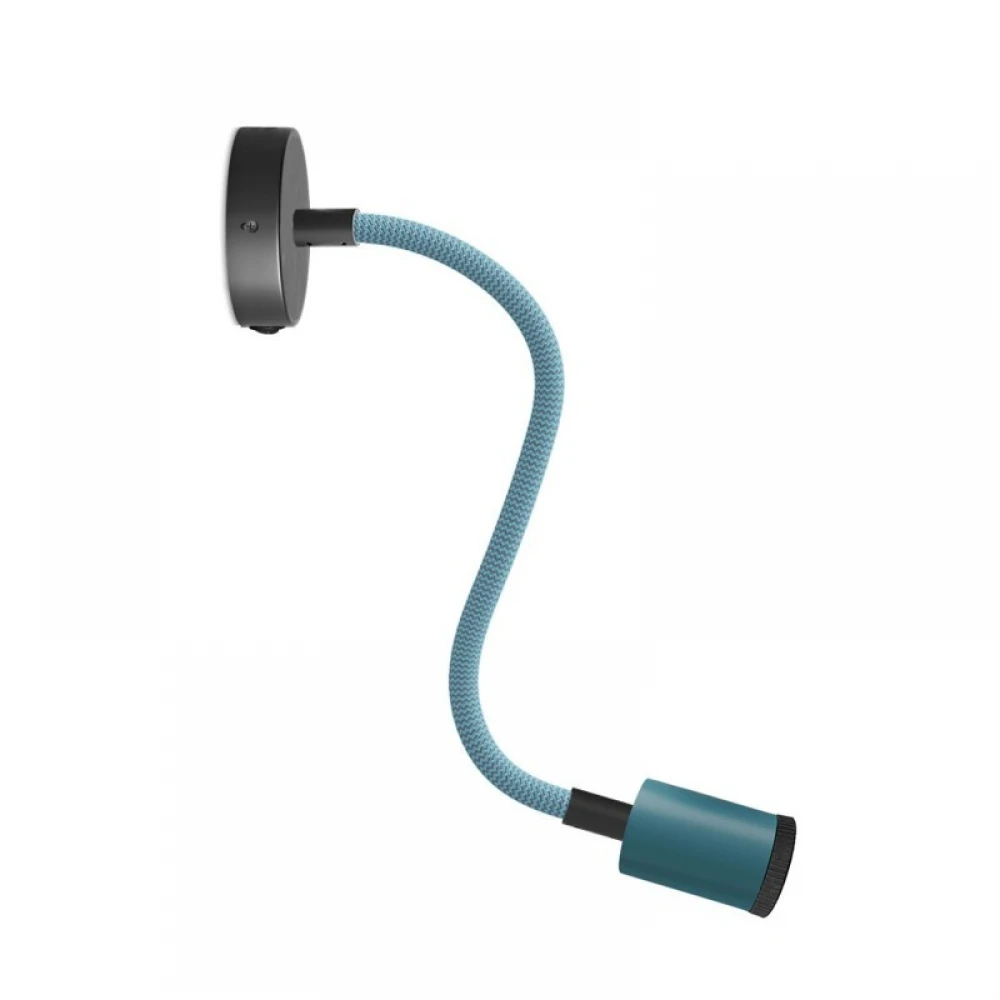 Φωτιστικό Τοίχου ή Οροφής Fermaluce Flex Pastel 30 cm Κινητό Σποτ Mini GU1d0 με mini ροζέτα με διακόπτη - Πετρολ - Creative Cables