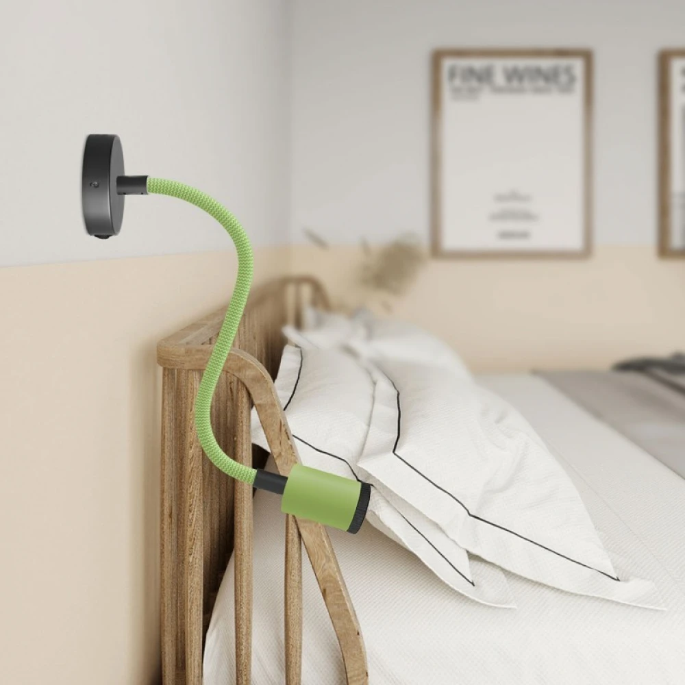 Φωτιστικό Τοίχου ή Οροφής Fermaluce Flex Pastel 30 cm Κινητό Σποτ Mini GU1d0 με mini ροζέτα με διακόπτη - Απαλό Πράσινο - Creative Cables