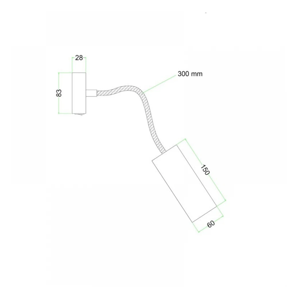 Φωτιστικό Τοίχου ή Οροφής Fermaluce Flex 30 με mini ροζέτα, διακόπτη και σποτ Tub-E14 - Χάλκινο Αντικέ - Creative Cables