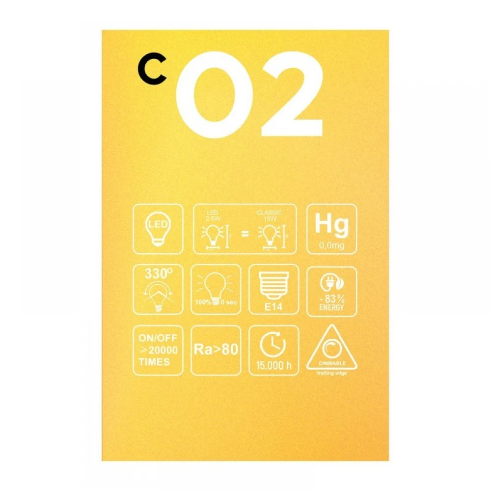 LED Λαμπτήρας C02 Mini Γλόμπος G45 Μελί Σπιράλ Νήμα 2,5W E14 Dimmable 1800K - BeBulbs - Creative Cables