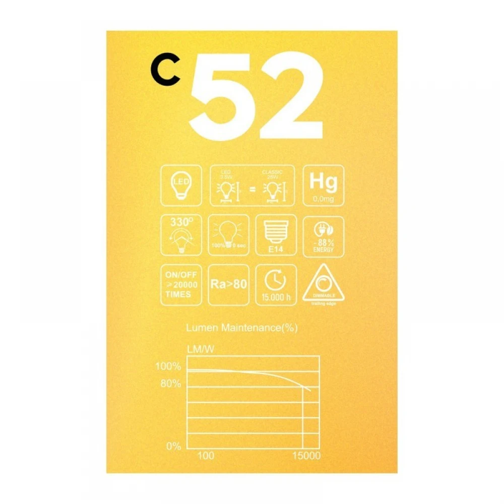 LED Λαμπτήρας C52 Mini Γλόμπος G45 Μελί Νήμα Cage 3,5W E14 Dimmable 2700K - BeBulbs - Creative Cables