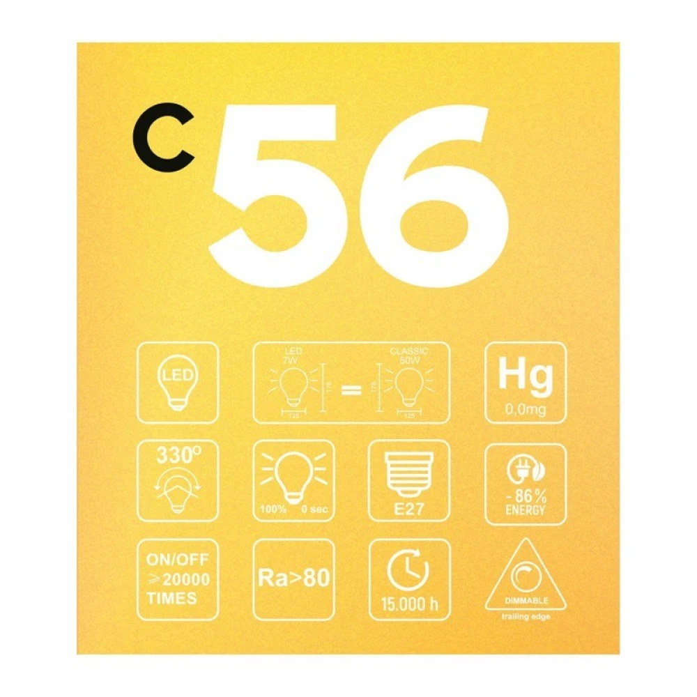 LED Λαμπτήρας C56 Γλόμπος G125 Μελί Νήμα Cage 7W E27 Dimmable 2700K - BeBulbs - Creative Cables