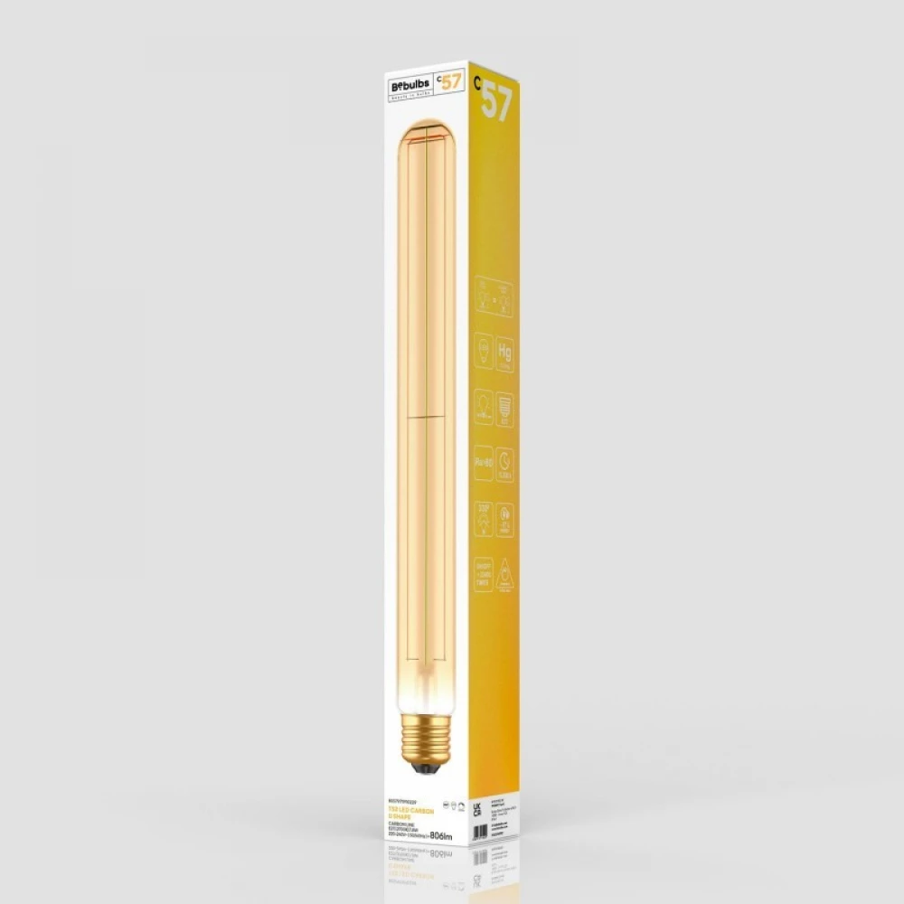 LED Λαμπτήρας C57 Σωληνωτή T32X300 Μελί Νήμα Cage 7W E27 Dimmable 2700K - BeBulbs - Creative Cables