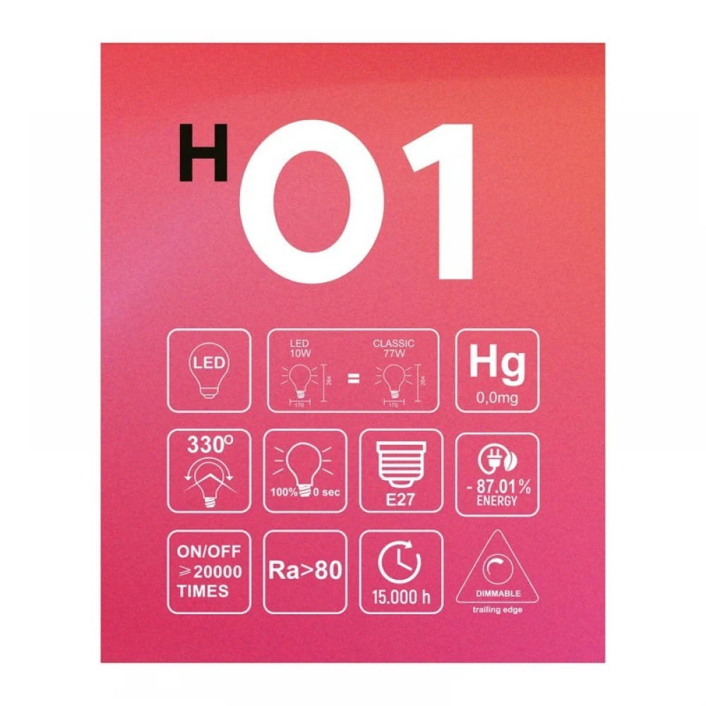 LED Λαμπτήρας H01 Ellipse 170 Διαφανής 10W E27 Dimmable 2700K - BeBulbs - Creative Cables