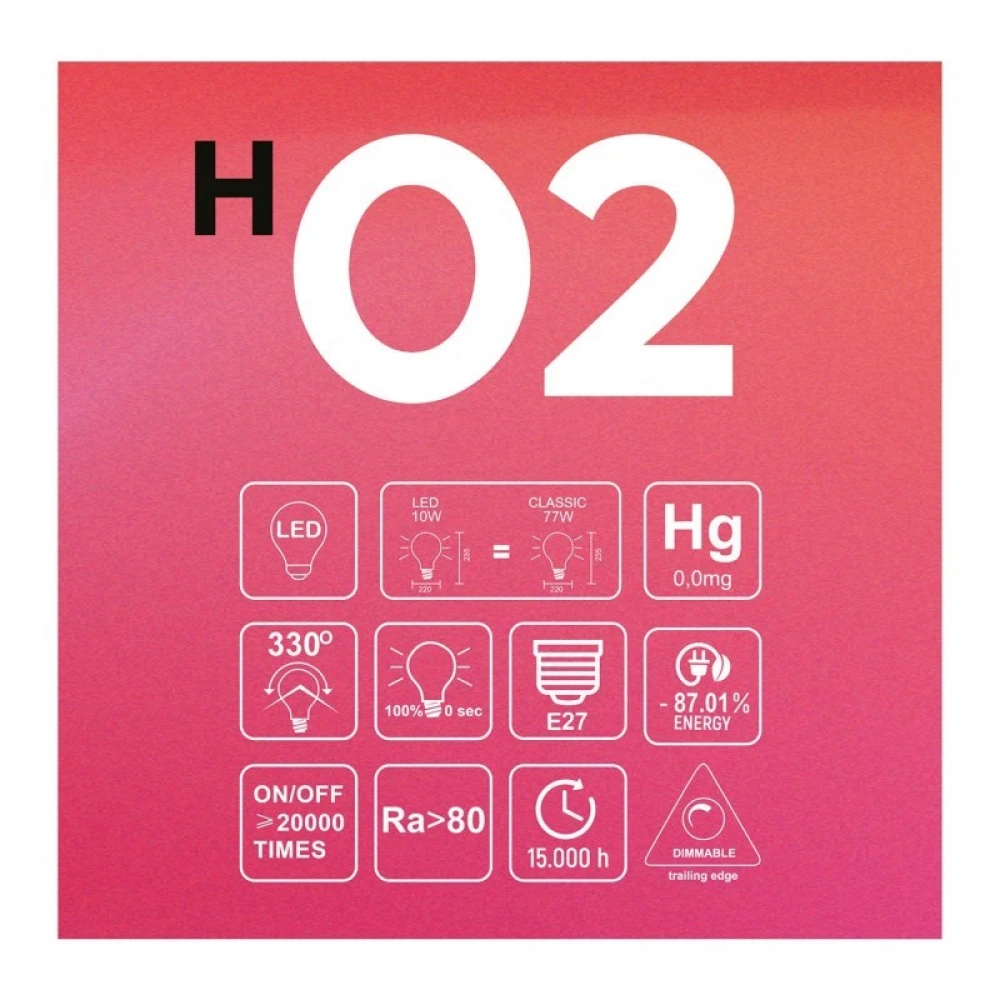 LED Λαμπτήρας H02 Ellipse 220 Διαφανής 10W E27 Dimmable 2700K - BeBulbs - Creative Cables