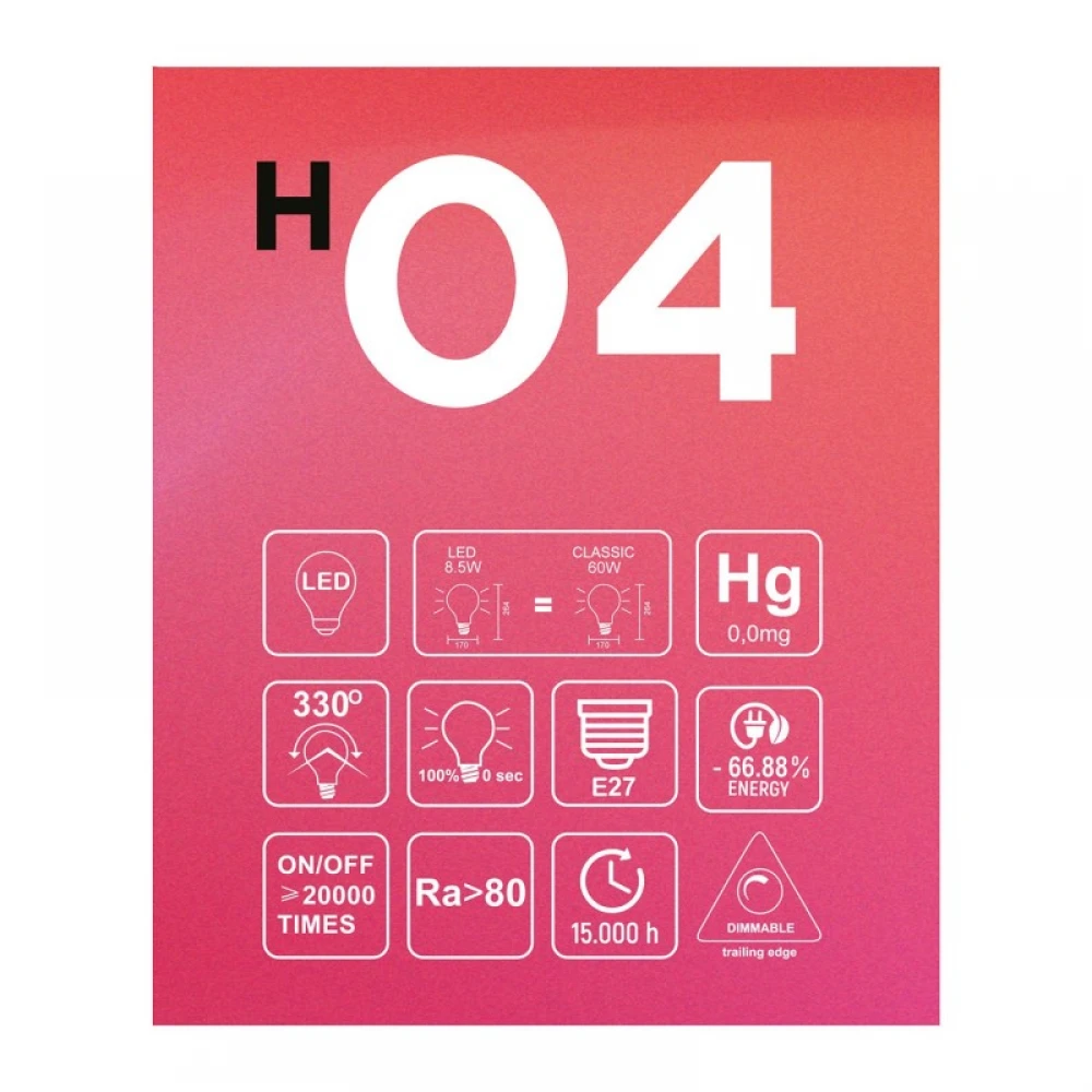 LED Λαμπτήρας H04 Ellipse 170 Μελί 8,5W E27 Dimmable 2200K - BeBulbs - Creative Cables