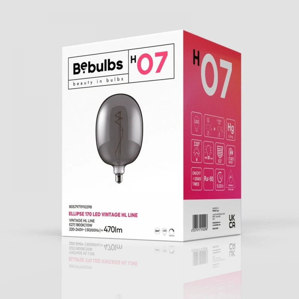 LED Λαμπτήρας H07 Ellipse 170 Φυμέ 10W E27 Dimmable 1800K - BeBulbs - Creative Cables