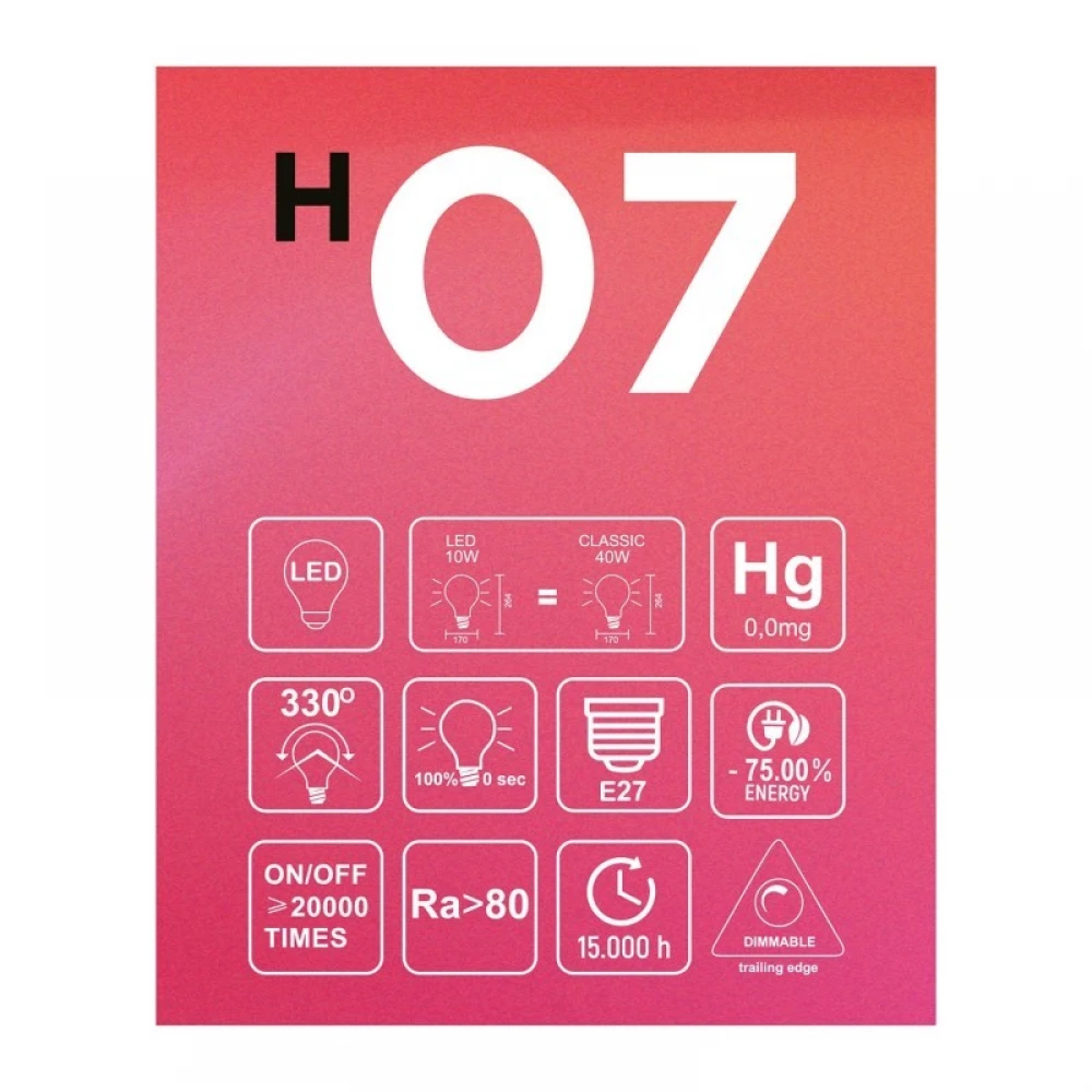 LED Λαμπτήρας H07 Ellipse 170 Φυμέ 10W E27 Dimmable 1800K - BeBulbs - Creative Cables