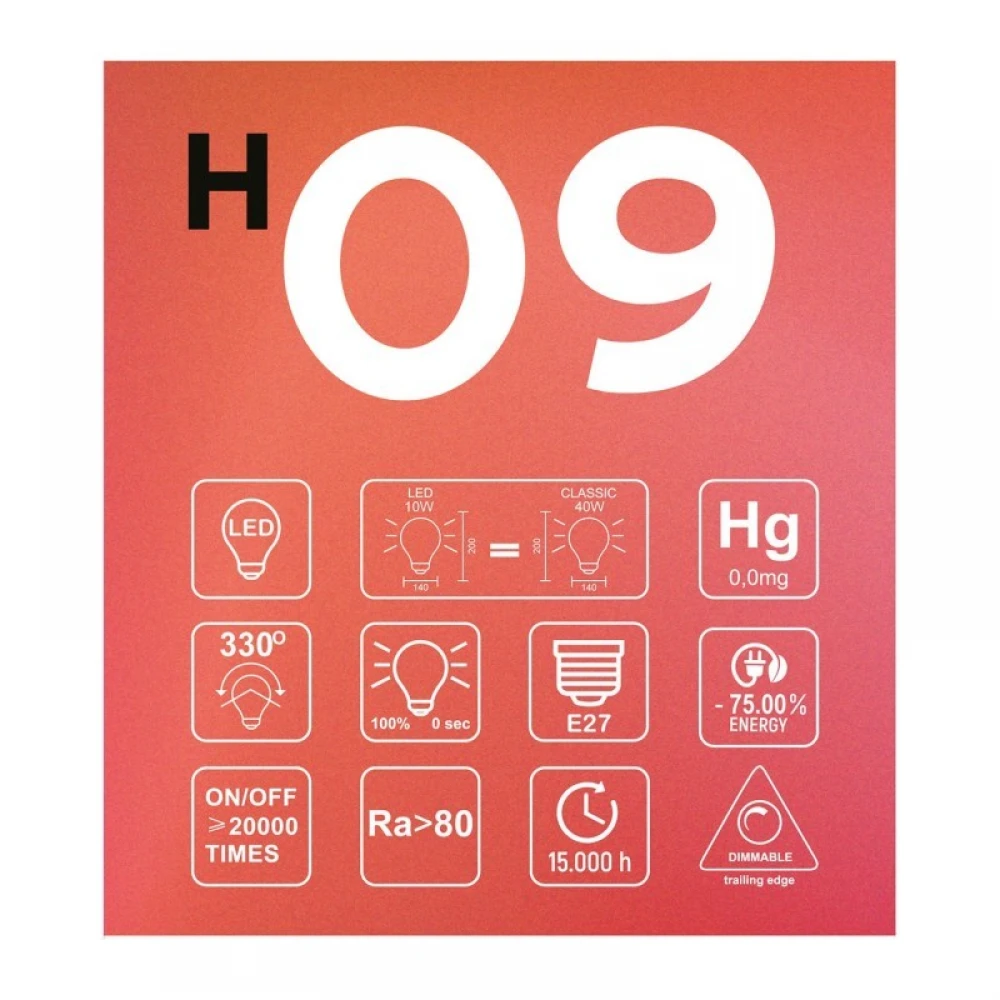 LED Λαμπτήρας H09 Cone 140 Φυμέ 10W E27 Dimmable 1800K - BeBulbs - Creative Cables