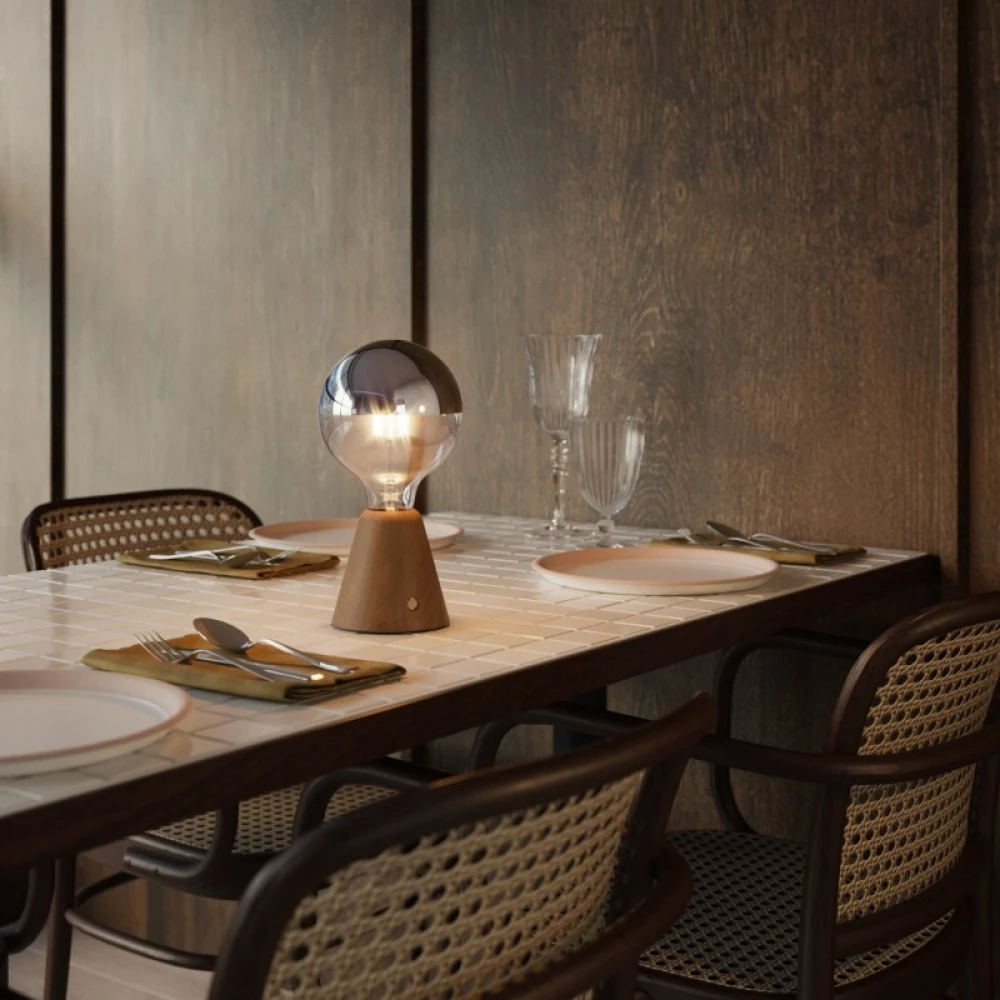 Φορητό Επαναφορτιζόμενο Φωτιστικό Cabless01 με LED λαμπτήρα G125 γλόμπο καθρέπτου Ασημί - Φυσικό - Creative Cables