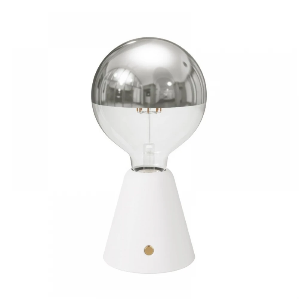 Φορητό Επαναφορτιζόμενο Φωτιστικό Cabless01 με LED λαμπτήρα G125 γλόμπο καθρέπτου Ασημί - Λευκό - Creative Cables