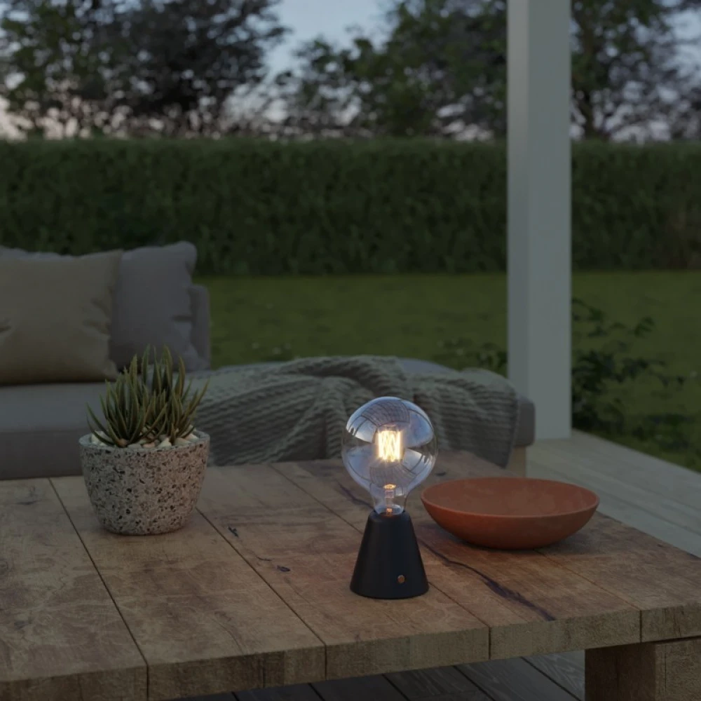 Φορητό Επαναφορτιζόμενο Φωτιστικό Cabless01 με LED λαμπτήρα G125 γλόμπο - Μαύρο - Creative Cables