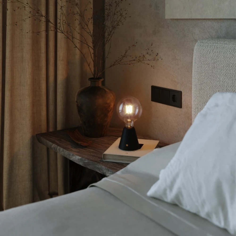 Φορητό Επαναφορτιζόμενο Φωτιστικό Cabless01 με LED λαμπτήρα G125 γλόμπο - Μαύρο - Creative Cables