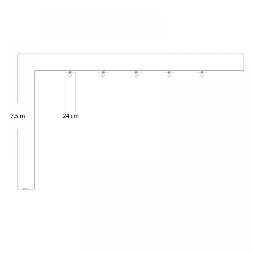 Γιρλάντα Lumet 'Maioliche' έτοιμη για χρήση, 7,5m υφασμάτινο καλώδιο πλακέ με 5 ντουί, καπέλα φωτιστικών, γάντζο και φις - Majolica Κίτρινο-Πράσινο - Creative Cables