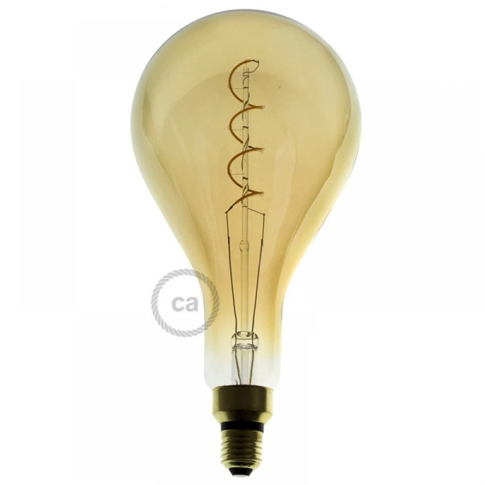 LED Λαμπτήρας XXL Με Μελί Γυαλί - Αχλάδι A165 Με Σπιράλ Νήμα - 5W E27 Dimmable 2000K - Creative Cables