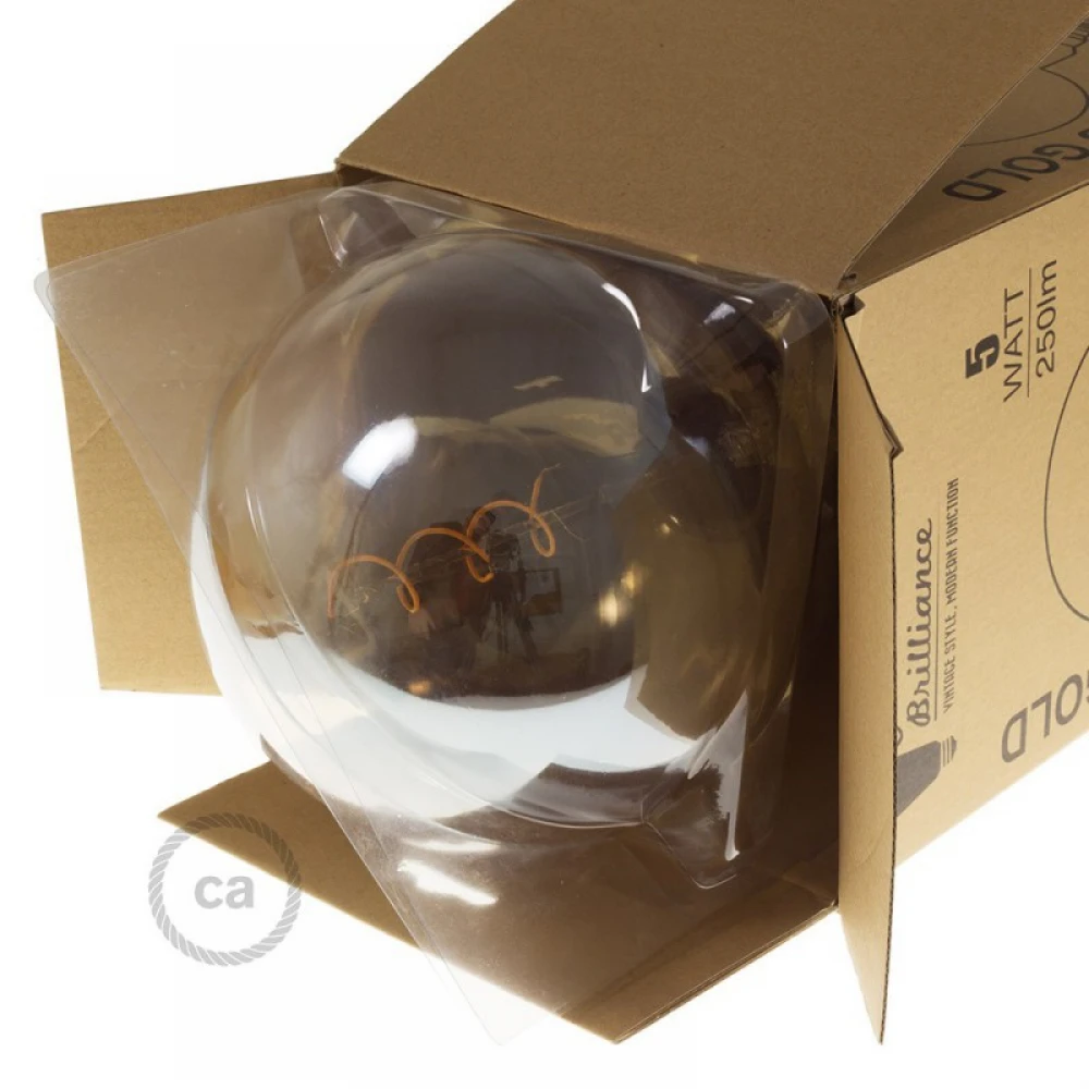 LED λαμπτήρας XXL Με Μελί Γυαλί - Σφαίρα G200 Με Σπιράλ Νήμα - 5W E27 Dimmable 2000K - Creative Cables