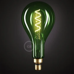 LED Λαμπτήρας XXL Πράσινος - A165 Σπιράλ Νήμα Filament - 5W E27 Dimmable 2200K - Creative Cables