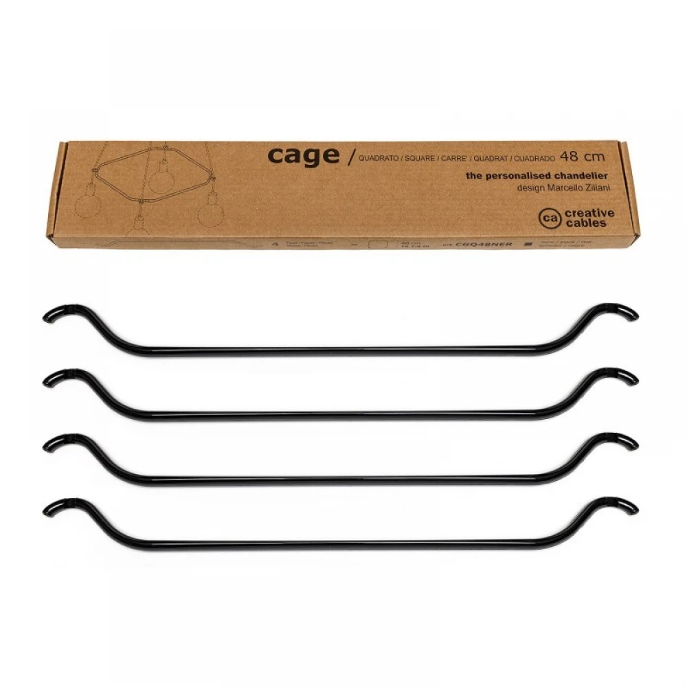 Cage Τετράγωνο - Κατασκευή για φωτιστικά Μαύρη - Creative Cables