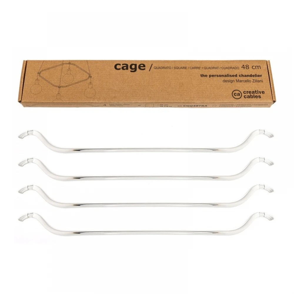 Cage Τετράγωνο - Κατασκευή για φωτιστικά Διαφανές - Creative Cables