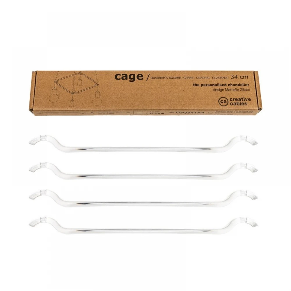 Cage Τετράγωνο - Κατασκευή για φωτιστικά Διαφανές - Creative Cables
