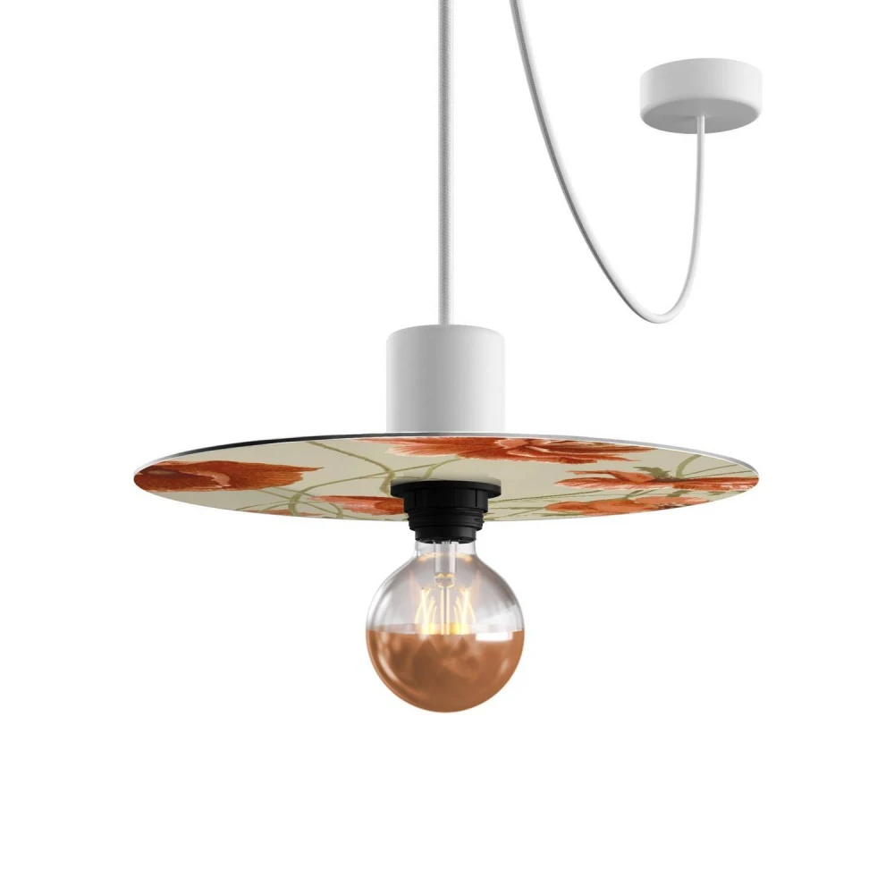 Καπέλο λάμπας Ellepì mini με λουλουδένια σχέδια 'Blossom Haven', διάμετρος 24 εκατοστά - Κατασκευή στην Ιταλία - Βοτανική Παπαρούνα - Creative Cables