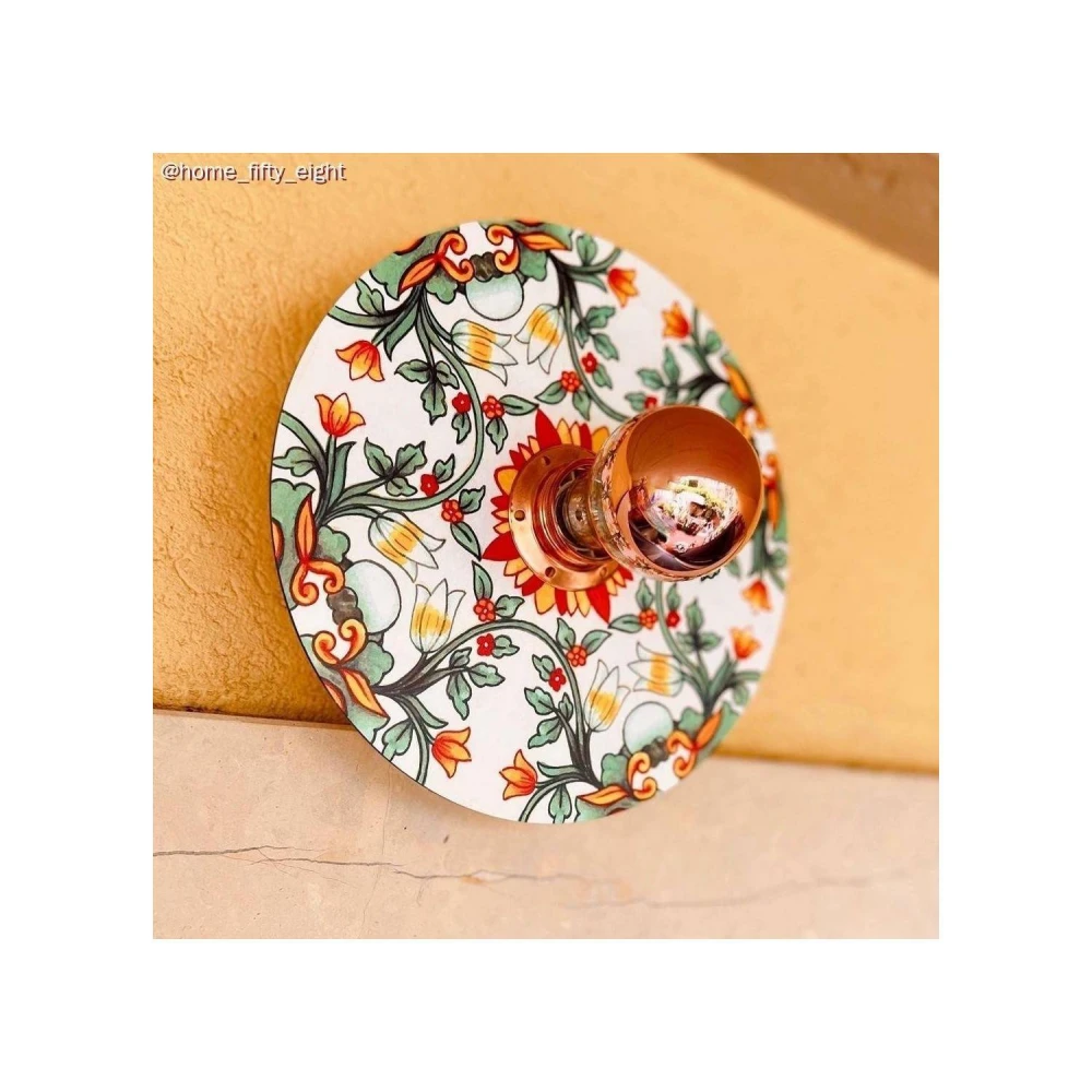 Mini Ellepi 'Maioliche' Μεταλλικό Πιάτο για κρεμαστό φωτιστικό, Διάμετρος 24 cm, Made in Italy - Majolica Κόκκινο-Πράσινο - Creative Cables