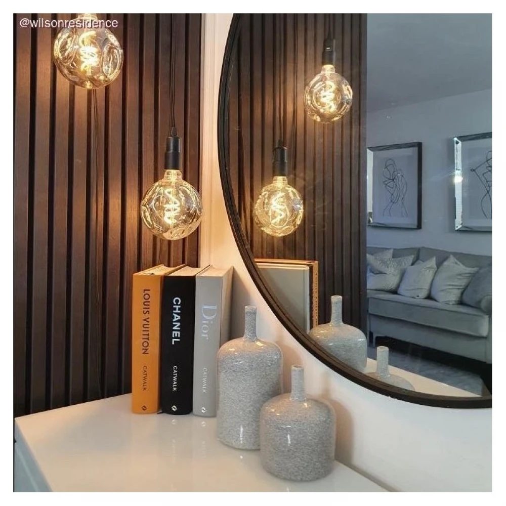 LED Λαμπτήρας Γλόμπος G145 Φυσητό Γυαλί με εξογκώματα φυμε γκρι σπιραλ νήμα 5W E27 2000Κ Dimmable - Creative Cables