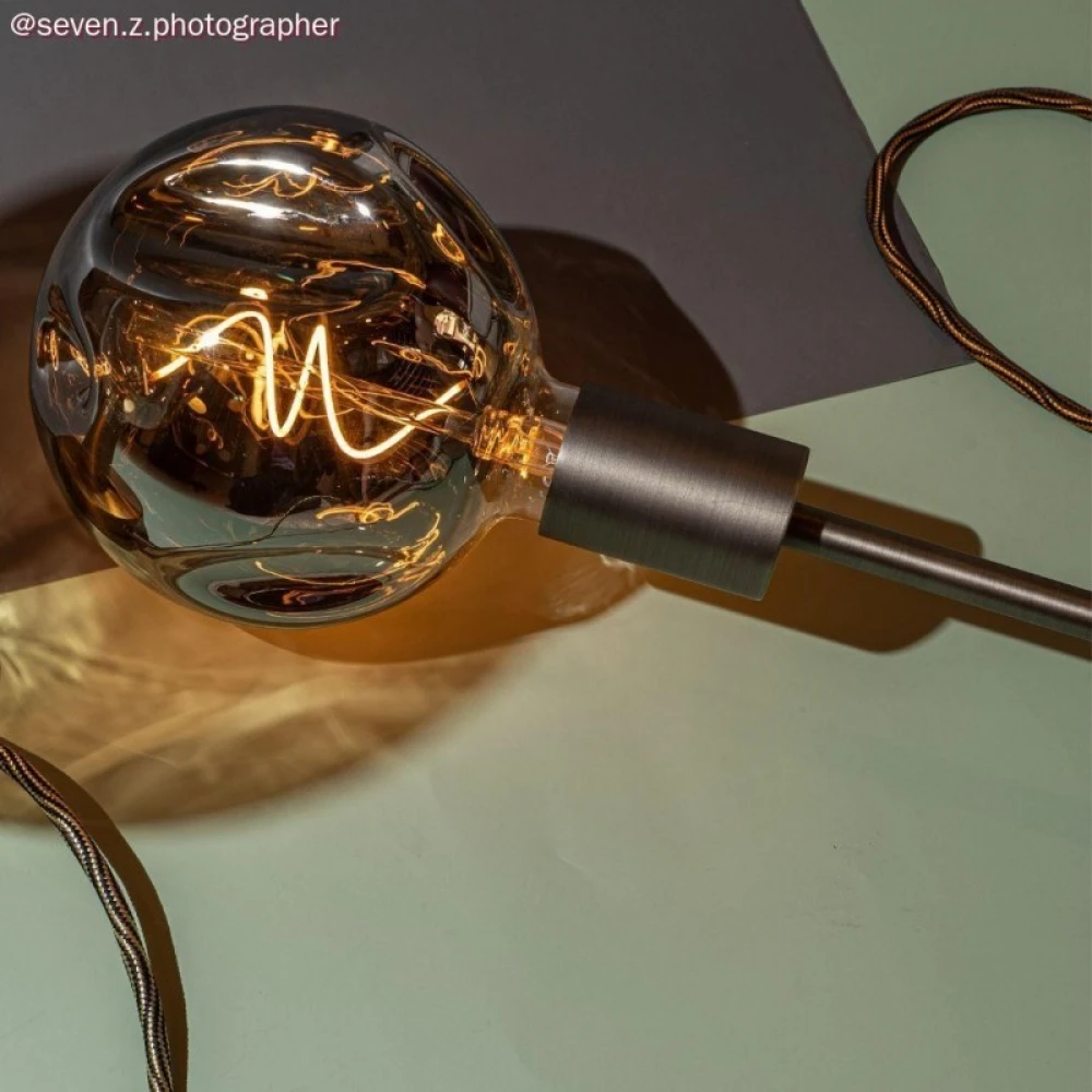 LED Λαμπτήρας Γλόμπος G145 Φυσητό Γυαλί με εξογκώματα φυμε γκρι σπιραλ νήμα 5W E27 2000Κ Dimmable - Creative Cables