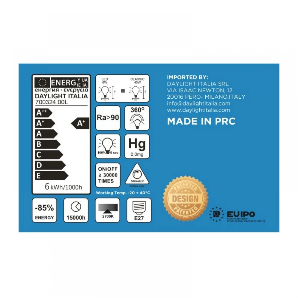 LED Λαμπτήρας Dash D170 Διαφανής, με Νήμα σχήματος Χ, Filament 6W E27 Dimmable 2700K - Creative Cables