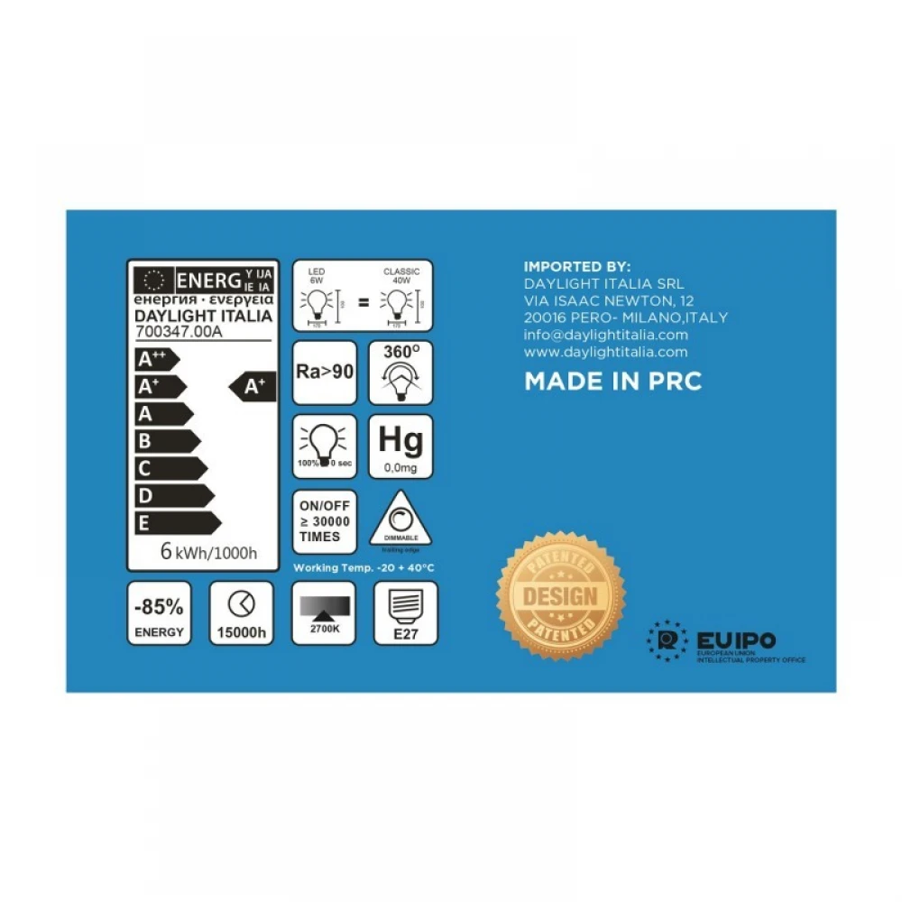 LED Λαμπτήρας Dash D170 Οπάλ Αμμοβολή, με Νήμα σχήματος Χ, Filament 6W E27 Dimmable 2700K - Creative Cables