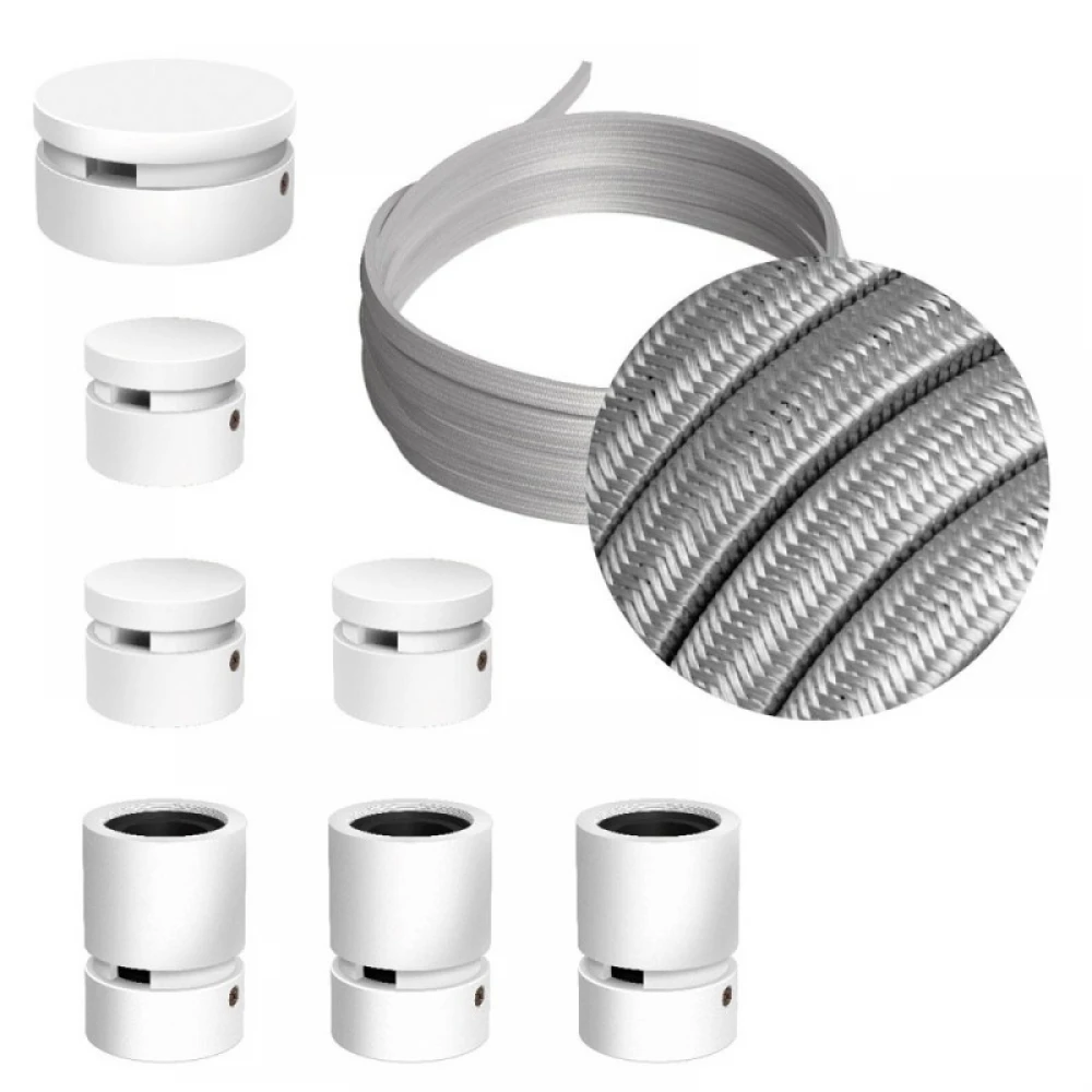 Σύστημα Filé Γιρλάντα Γραμμικό DIY Kit- 5m Καλώδιο Γιρλάντας και 7 Ξύλινα Αξεσουάρ Εσωτερικού Χώρου Λευκά - Creative Cables