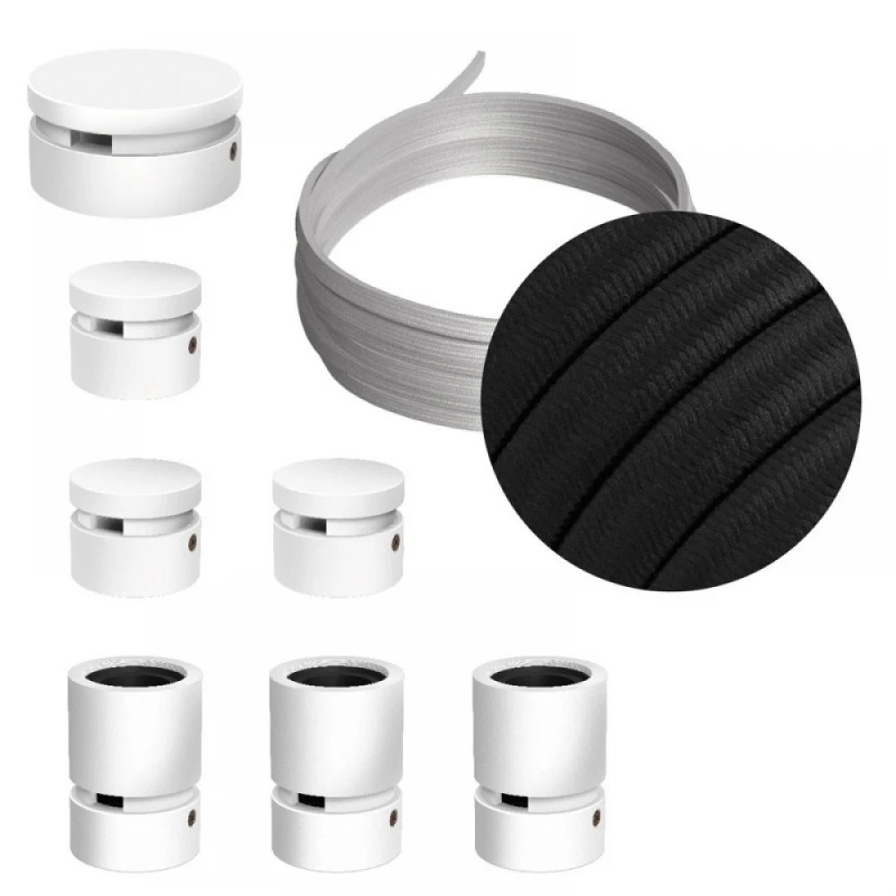 Σύστημα Filé Γιρλάντα Γραμμικό DIY Kit- 5m Καλώδιο Γιρλάντας και 7 Ξύλινα Αξεσουάρ Εσωτερικού Χώρου Λευκά - Creative Cables