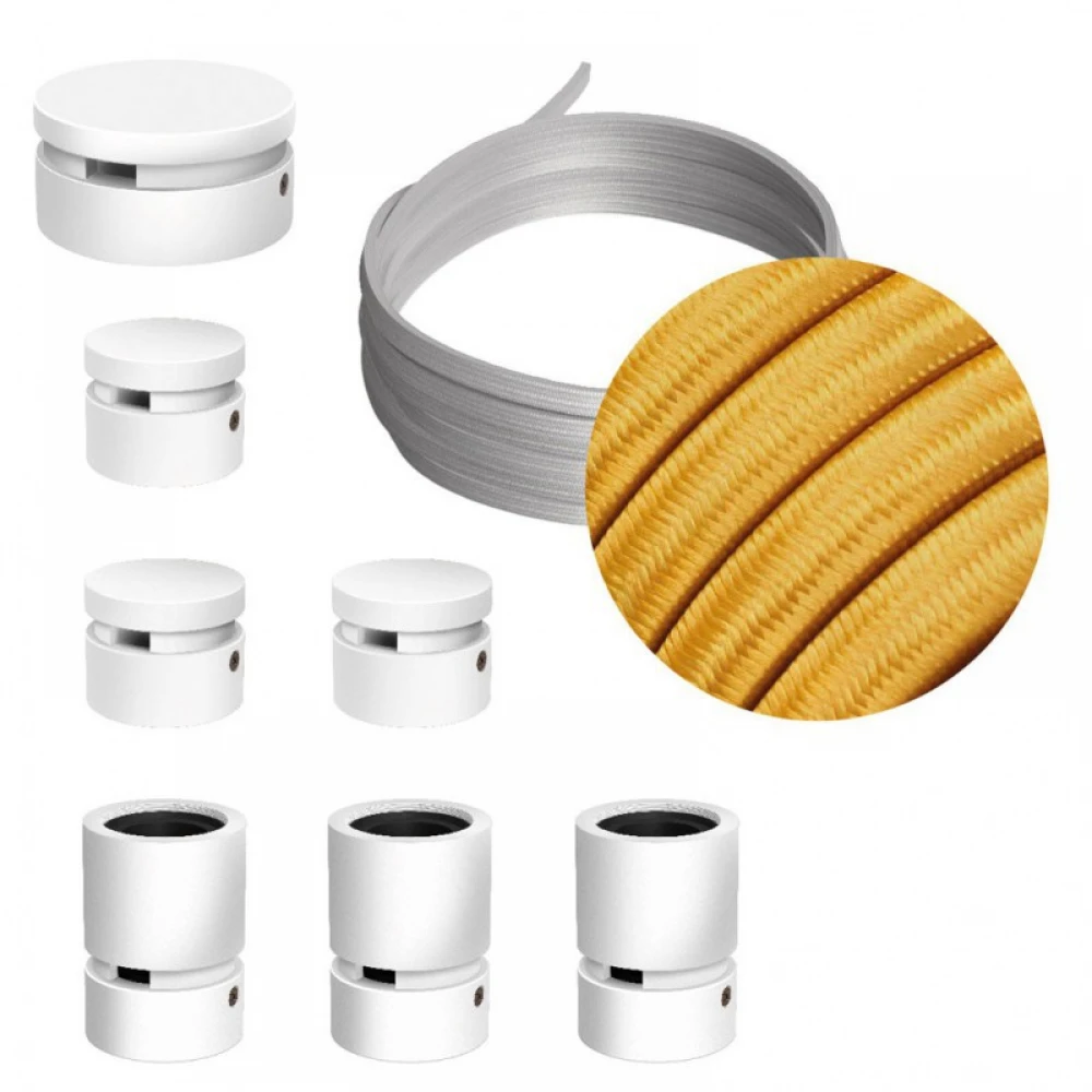 Σύστημα Filé Γιρλάντα Γραμμικό DIY Kit- 5m Καλώδιο Γιρλάντας και 7 Ξύλινα Αξεσουάρ Εσωτερικού Χώρου Λευκά - Creative Cables