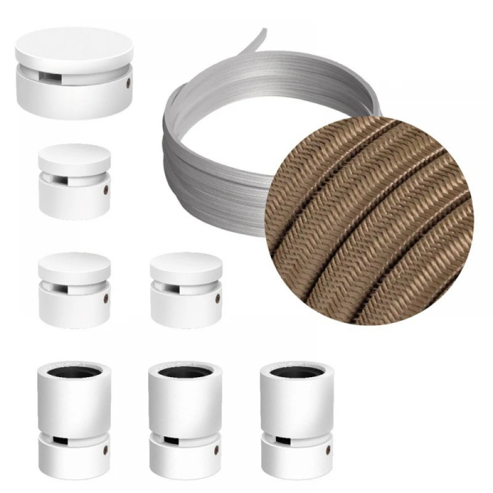 Σύστημα Filé Γιρλάντα Γραμμικό DIY Kit- 5m Καλώδιο Γιρλάντας και 7 Ξύλινα Αξεσουάρ Εσωτερικού Χώρου Λευκά - Creative Cables